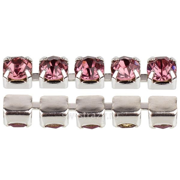 Стразовая цепь 2.4 мм  Iris\silver