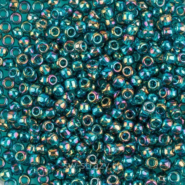 Бисер круглый 11/0 #0167BD Прозрачный радужный изумрудный