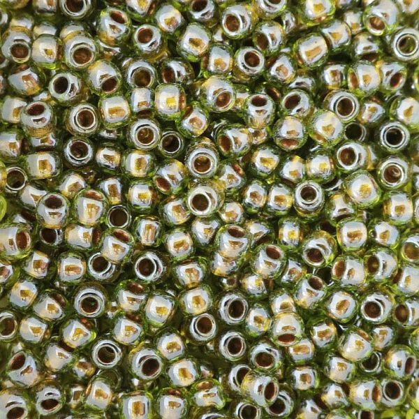 Бисер круглый 11/0 #0991 Салатовый с золотым центром